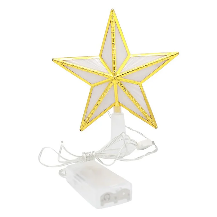 Topper de Árvore de Natal em Forma de Estrela com 15 cm de Luz Branca Quente