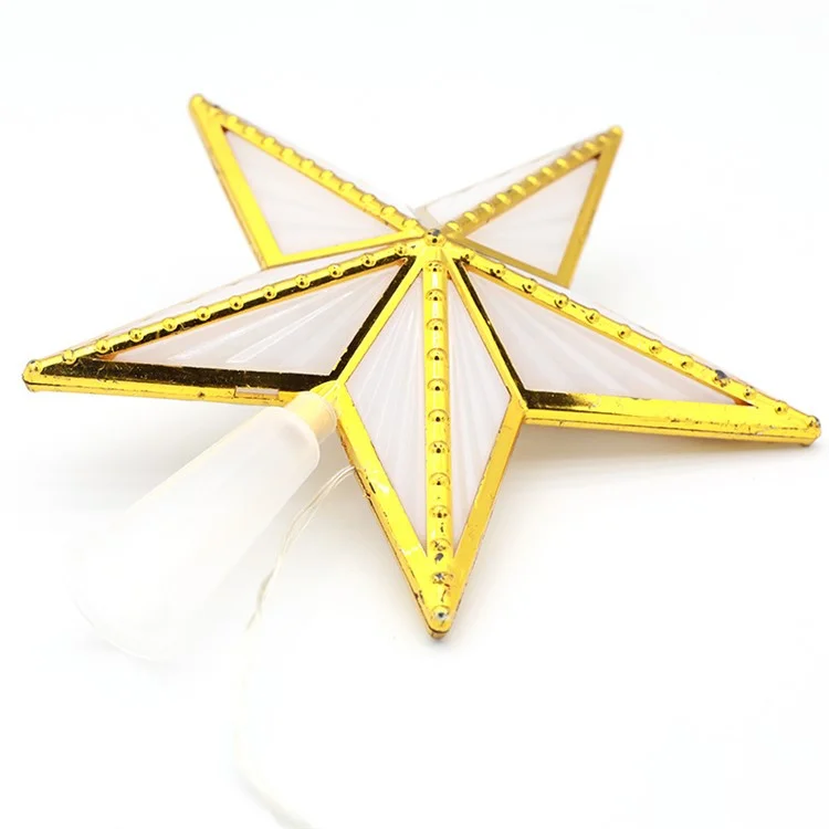 Topper de Árvore de Natal em Forma de Estrela com 15 cm de Luz Branca Quente