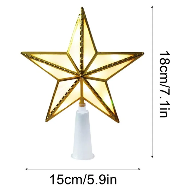 Topper de Árvore de Natal em Forma de Estrela com 15 cm de Luz Branca Quente