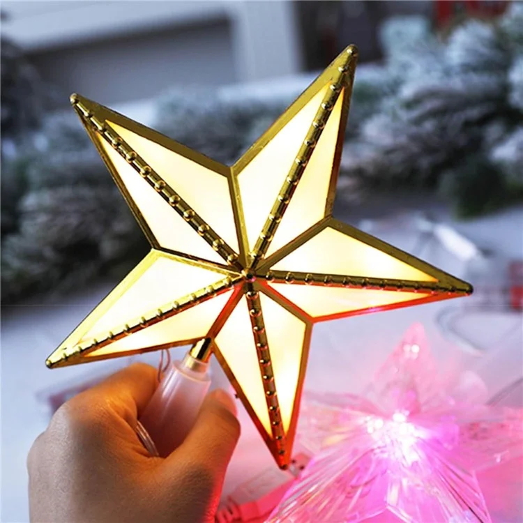 Topper de Árvore de Natal em Forma de Estrela com 15 cm de Luz Branca Quente