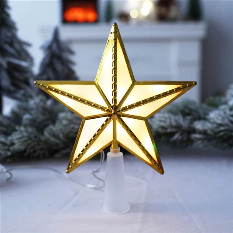 Topper de Árvore de Natal em Forma de Estrela com 15 cm de Luz Branca Quente