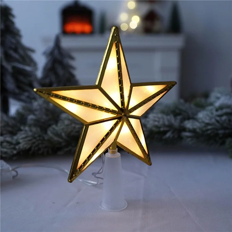 Topper de Árvore de Natal em Forma de Estrela com 15 cm de Luz Branca Quente