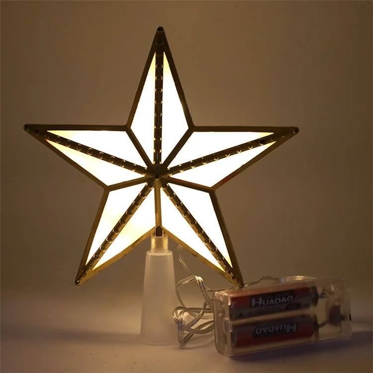 Topper de Árvore de Natal em Forma de Estrela com 15 cm de Luz Branca Quente