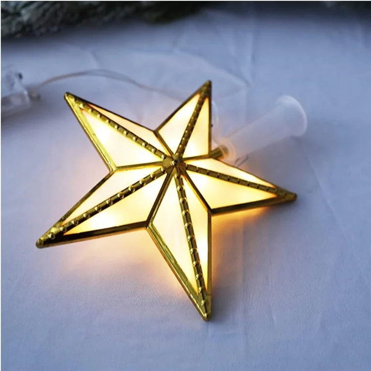 Topper de Árvore de Natal em Forma de Estrela com 15 cm de Luz Branca Quente