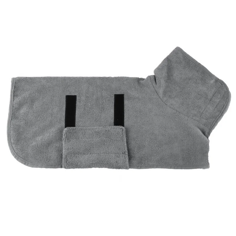 Dog Bathrobe Towel Dog Drying Coat Wrap Microfibre Fast Drying Super Absorbent Pet Dog Cat Bathrobe Towel, Size: XS - Grey