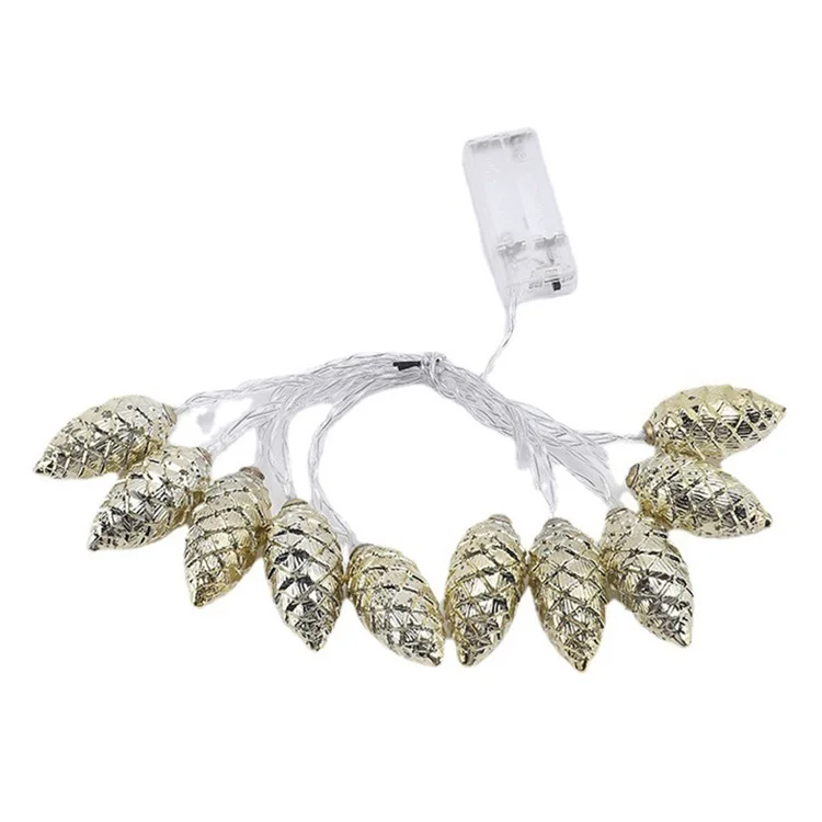 2m 10-LED Christmas Pine Cones String Light Xmas Tree Ornaments Festival Party Decor - Gold