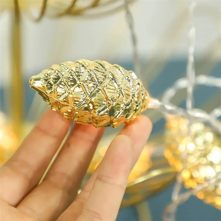 2m 10-LED Christmas Pine Cones String Light Xmas Tree Ornaments Festival Party Decor - Gold