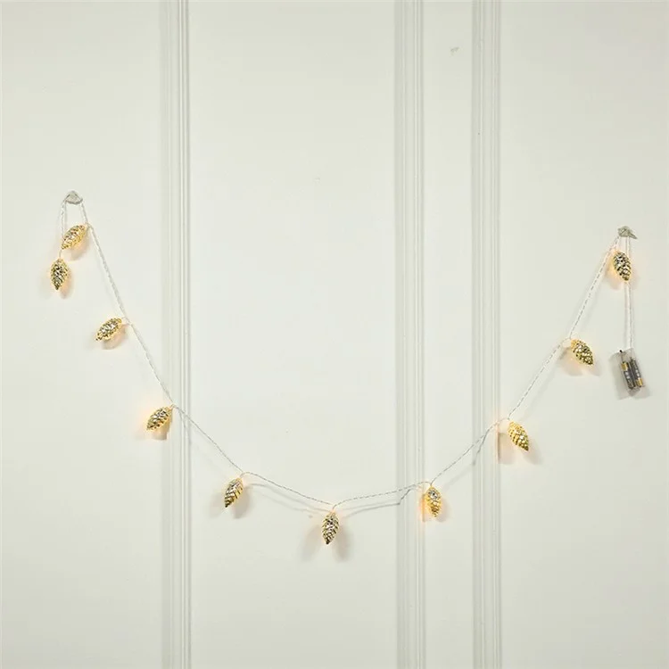2m 10-LED Christmas Pine Cones String Light Xmas Tree Ornaments Festival Party Decor - Gold