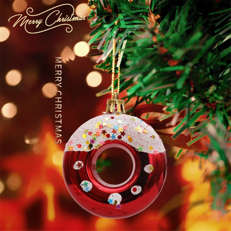 4Pcs Lovely Donut Christmas Tree Decoration Christmas House Hanging Ornament - Red