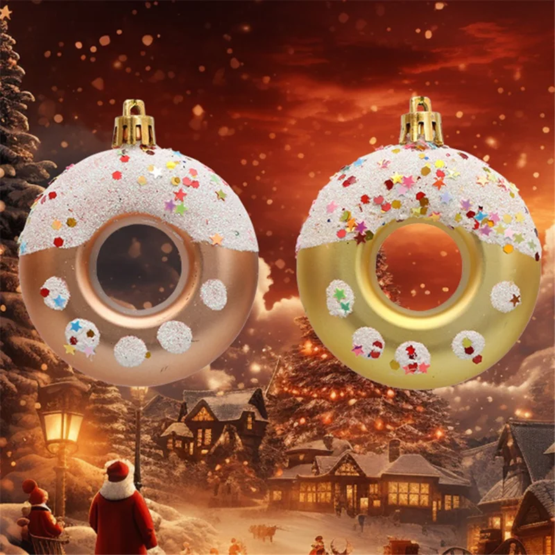 4Pcs Lovely Donut Christmas Tree Decoration Christmas House Hanging Ornament - Red