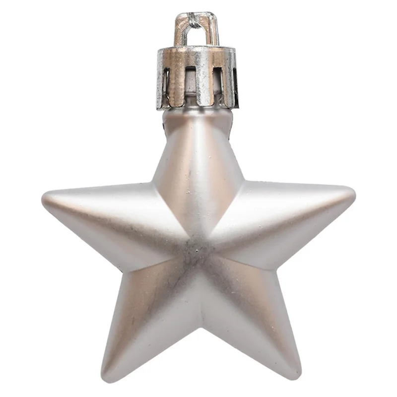 12Pcs 4cm Star Shape Christmas Tree Decoration Multi-Color Star Xmas Festival Hanging Ornament