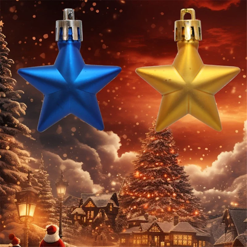 12Pcs 4cm Star Shape Christmas Tree Decoration Multi-Color Star Xmas Festival Hanging Ornament
