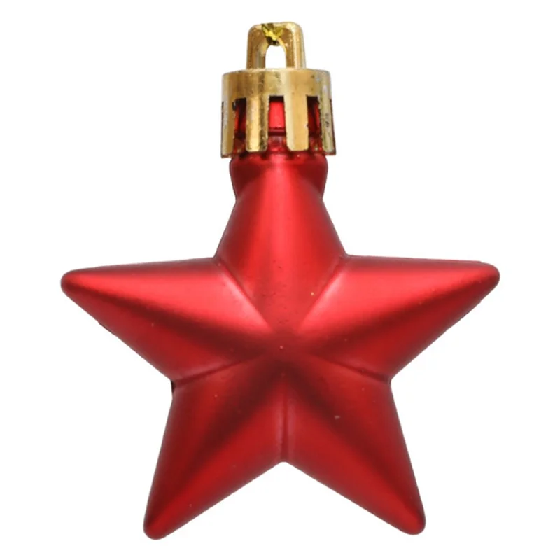 12Pcs 4cm Star Shape Christmas Tree Decoration Multi-Color Star Xmas Festival Hanging Ornament