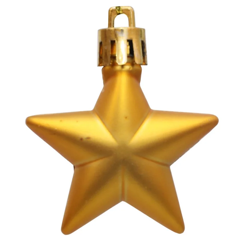 12Pcs 4cm Star Shape Christmas Tree Decoration Multi-Color Star Xmas Festival Hanging Ornament