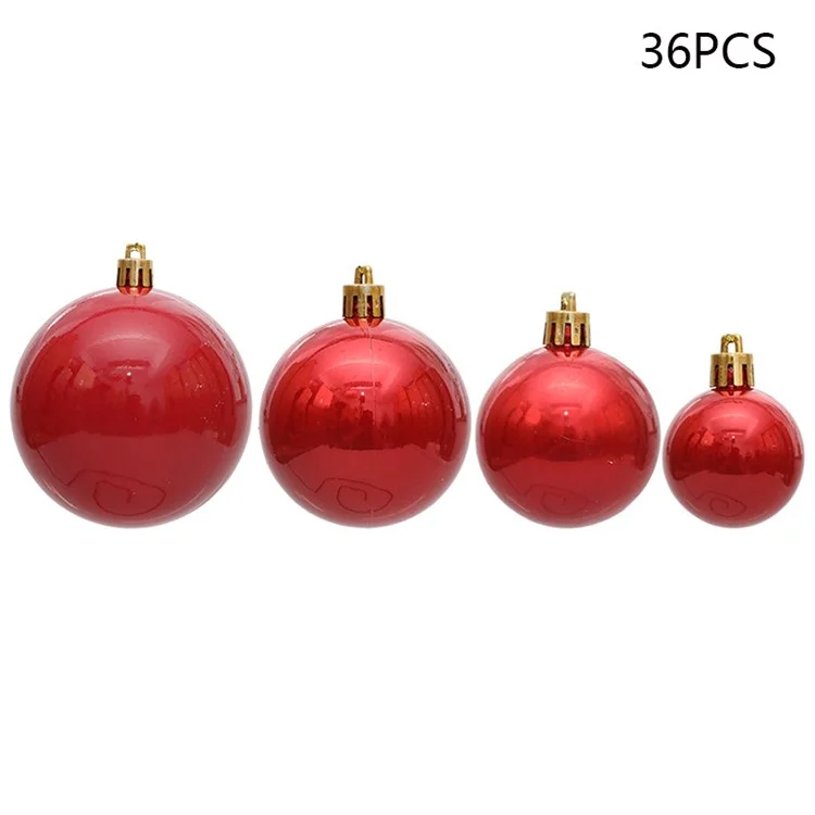 36Pcs / Set 4 Sizes Pearlescent Ball Christmas Tree Decoration Xmas Festival Hanging Ornament - Red