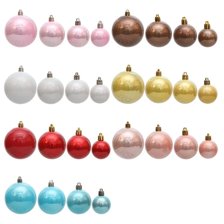 36Pcs / Set 4 Sizes Pearlescent Ball Christmas Tree Decoration Xmas Festival Hanging Ornament - Red