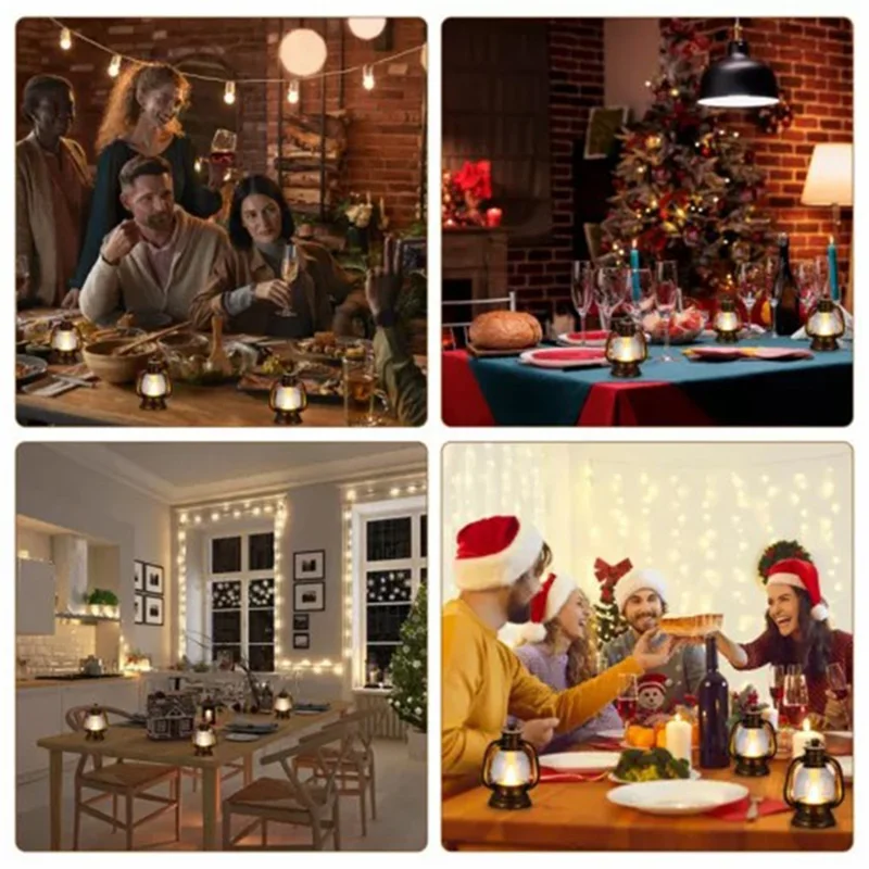 Simulation Candle LED Small Kerosene Lamp Christmas Lantern Night Light - Bronze