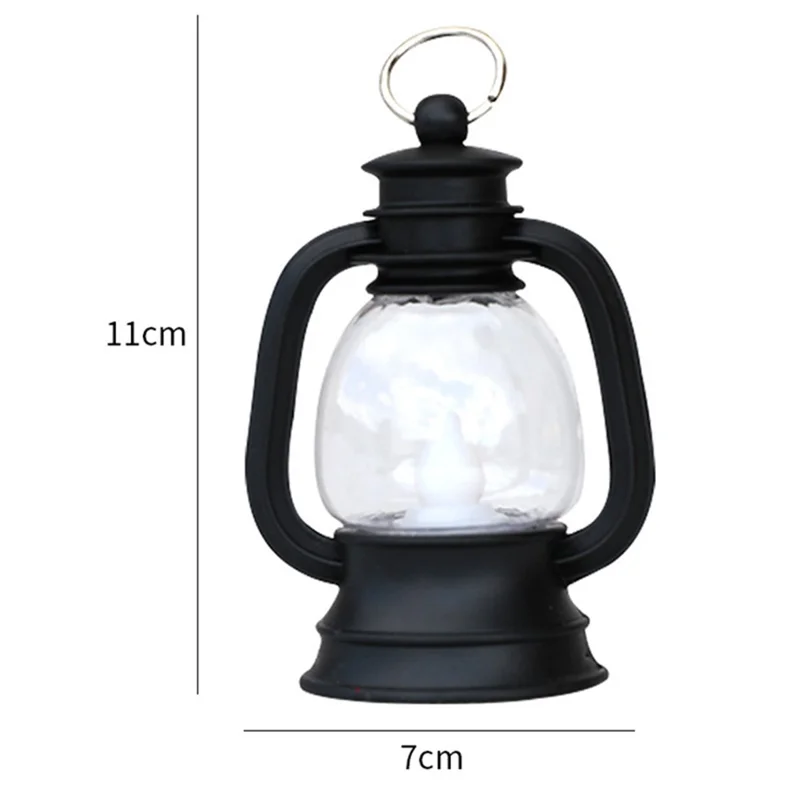 Simulation Candle LED Small Kerosene Lamp Christmas Lantern Night Light - Black