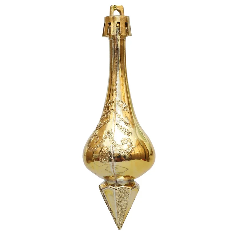 6Pcs Conical Gourd Christmas Tree Decor Pointed Water Drop Festival Christmas Hanging Ornament