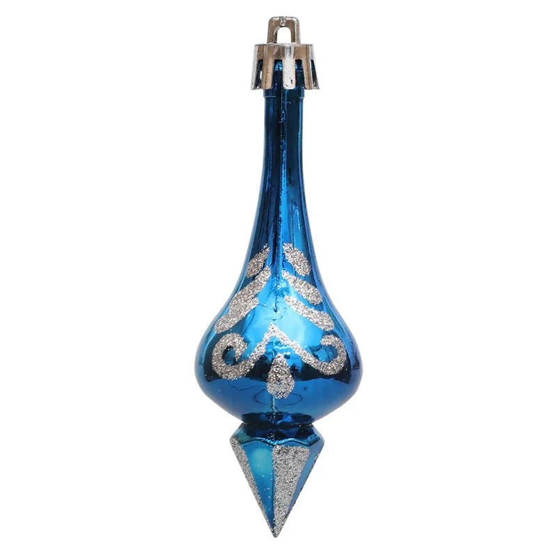 6Pcs Conical Gourd Christmas Tree Decor Pointed Water Drop Festival Christmas Hanging Ornament