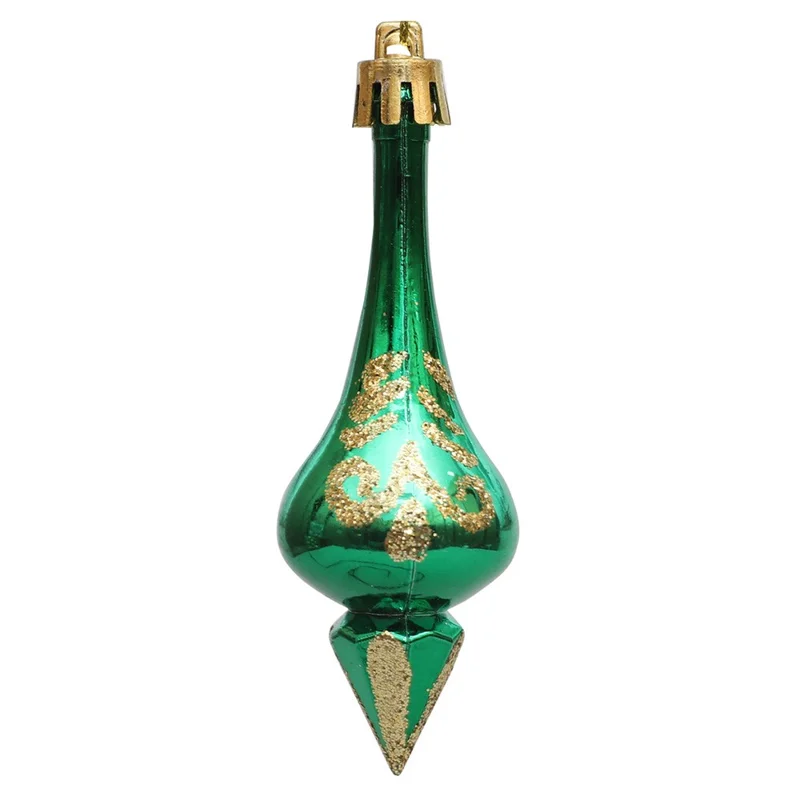 6Pcs Conical Gourd Christmas Tree Decor Pointed Water Drop Festival Christmas Hanging Ornament