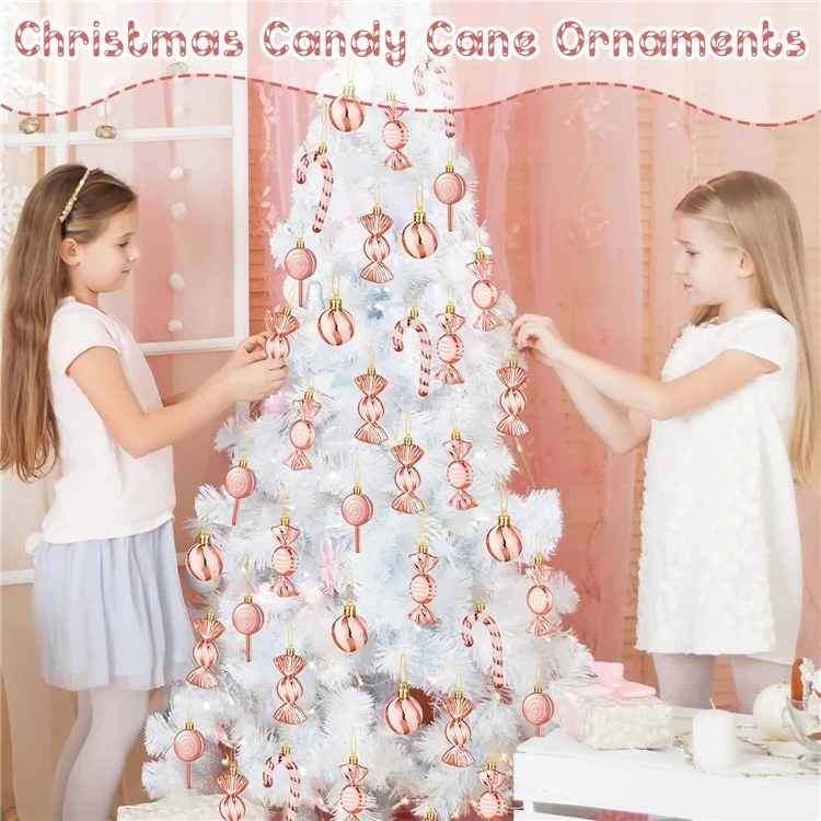 13 piezas / Juego de bolas redondas de conos de pino de caramelo para el árbol de Navidad Decoración del Festival de Xmas - Rojo