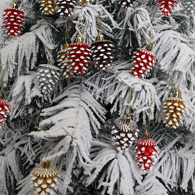 6Pcs Lovely Pine Cone Festival Xmas Decoration Christmas Tree Hanging Ornament - Red