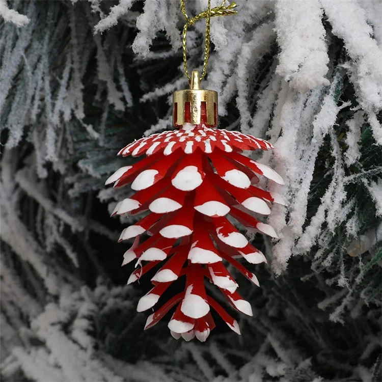 6Pcs Lovely Pine Cone Festival Xmas Decoration Christmas Tree Hanging Ornament - Red