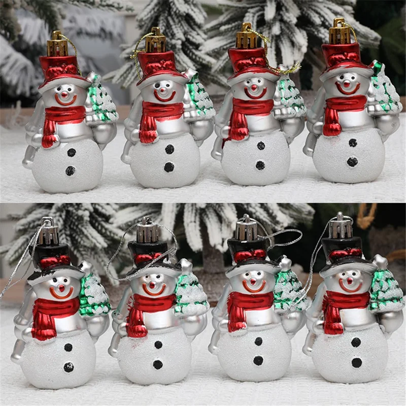4Pcs Cute Snowman Christmas Tree Hanging Decoration Festival Home Ornament - Black Hat