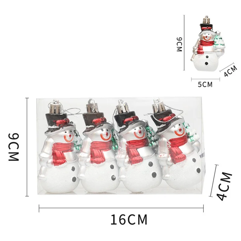 4Pcs Cute Snowman Christmas Tree Hanging Decoration Festival Home Ornament - Black Hat
