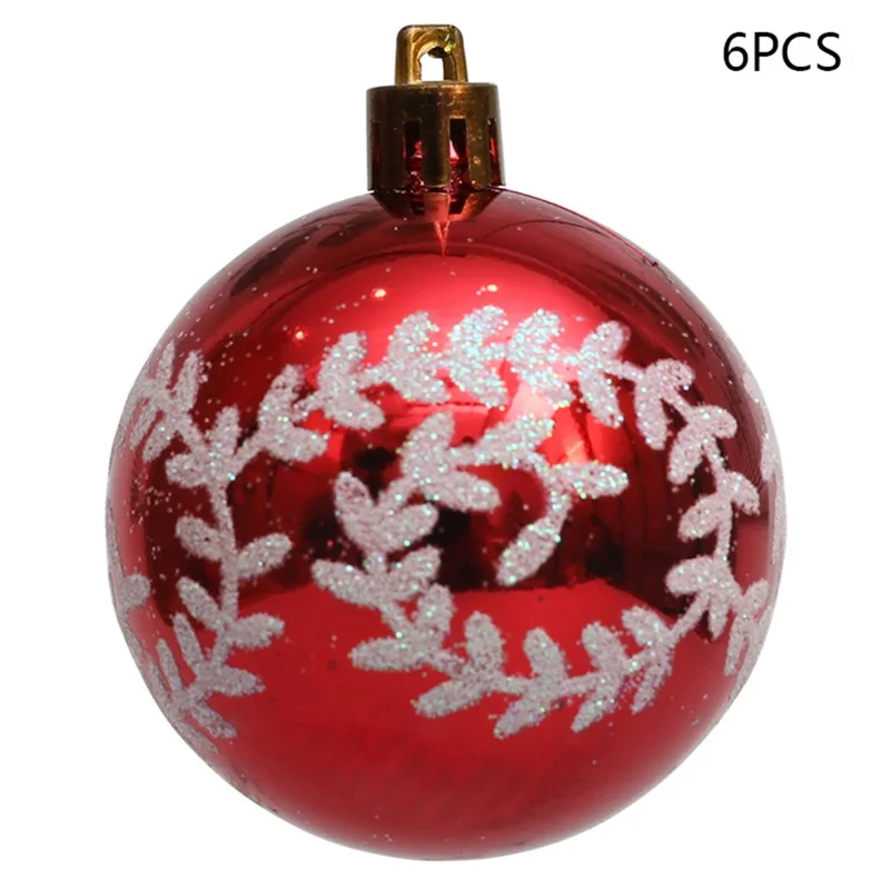 6 Stück 6 cm Kunststoffkugeln Weihnachtsbaum-Dekor Weidenranken-Muster Lackierte Kugeln Festliche Hängende Ornamente - Rot