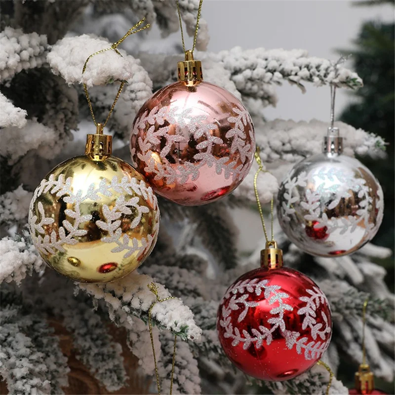 6 Stück 6 cm Kunststoffkugeln Weihnachtsbaum-Dekor Weidenranken-Muster Lackierte Kugeln Festliche Hängende Ornamente - Rot