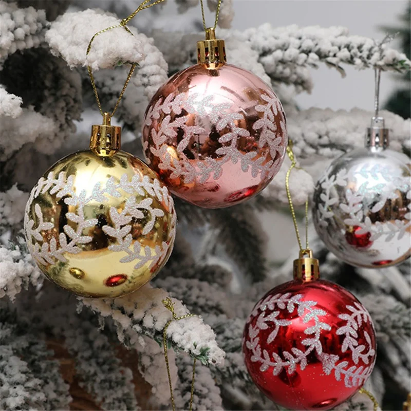 6 Stück 6 cm Kunststoffkugeln Weihnachtsbaum-Dekor Weidenranken-Muster Lackierte Kugeln Festliche Hängende Ornamente - Rot