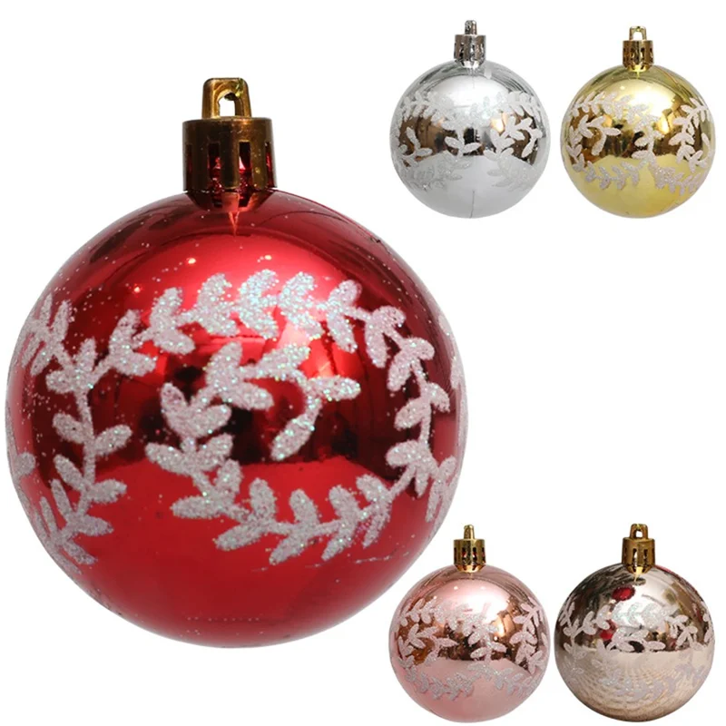 6 Stück 6 cm Kunststoffkugeln Weihnachtsbaum-Dekor Weidenranken-Muster Lackierte Kugeln Festliche Hängende Ornamente - Rot