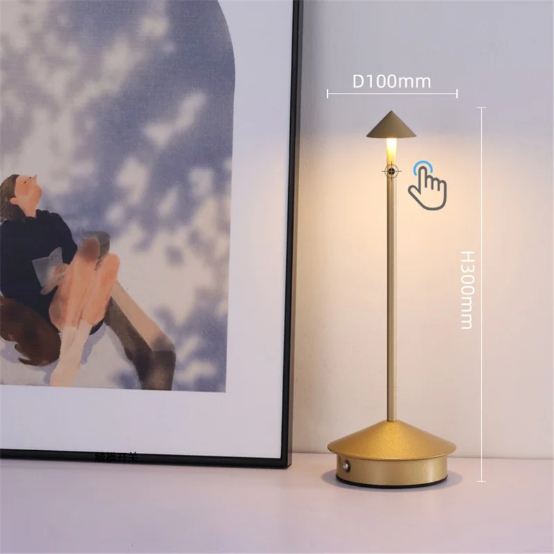 Rechargeable Decorative Table Lamp Iron + Aluminum Restaurant Bar Outdoor Home Atmosphere Night Light - Gold