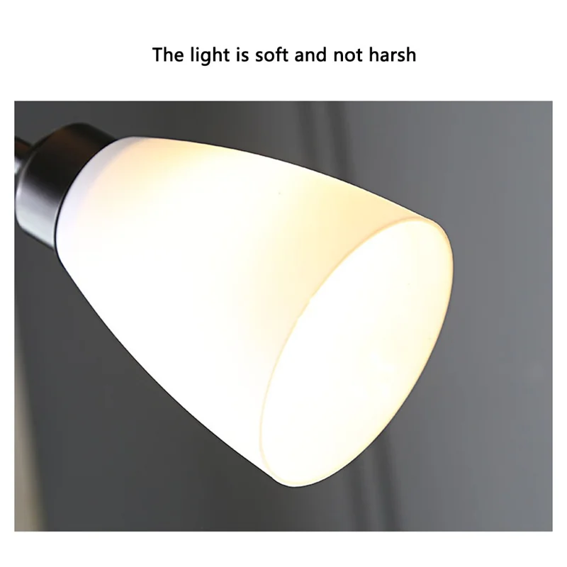Modern LED Standing Lamp Bedroom Dual Head Floor Light with E27 Warm Light Bulbs - Black