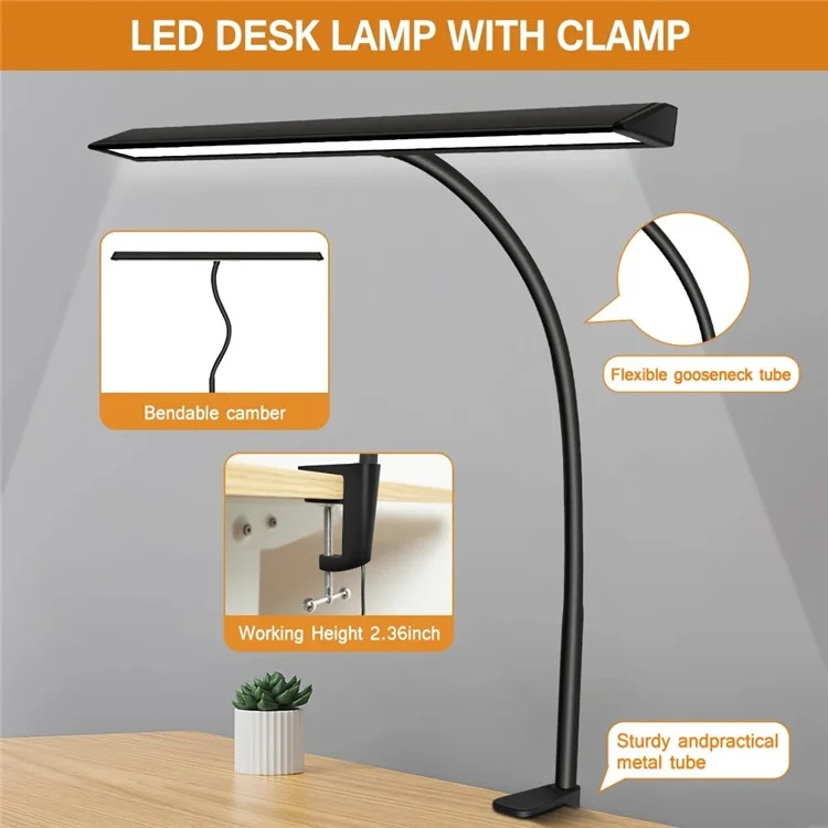 Lampe de bureau à LED Touch Dimmable pour bureau maison, lumière de table avec cou de cygne réglable pour des soins oculaires
