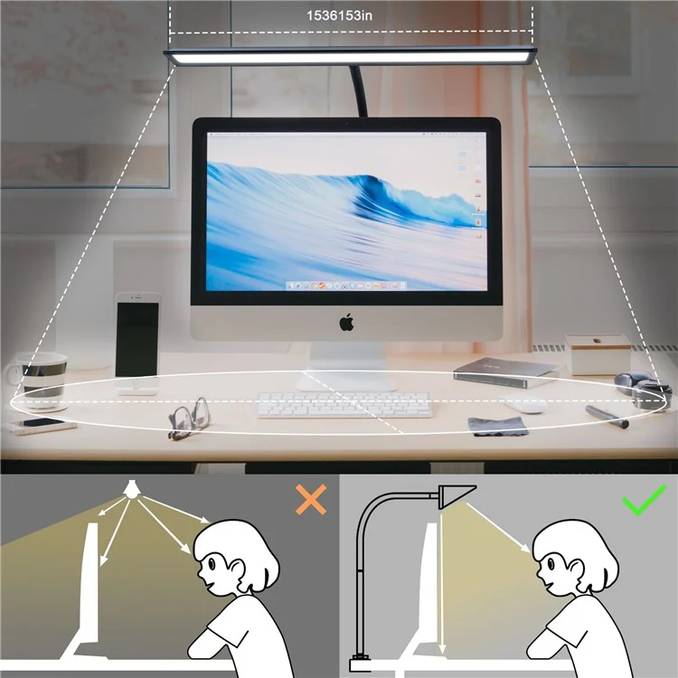 Lampe de bureau à LED Touch Dimmable pour bureau maison, lumière de table avec cou de cygne réglable pour des soins oculaires