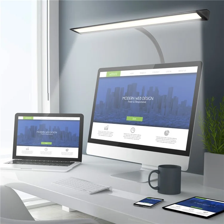 Lampe de bureau à LED Touch Dimmable pour bureau maison, lumière de table avec cou de cygne réglable pour des soins oculaires