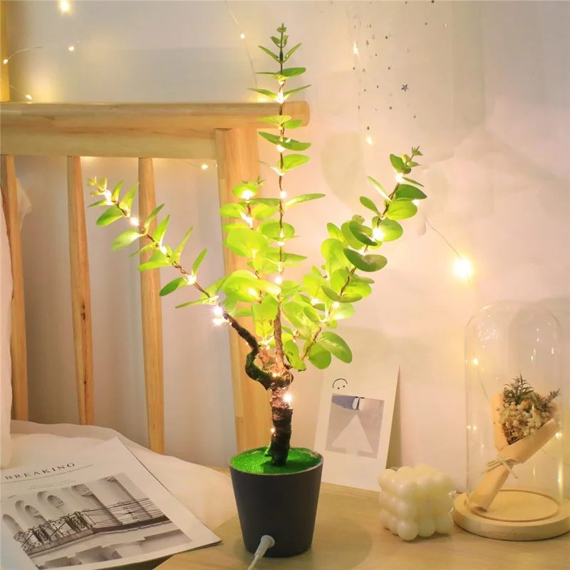 LED Night Light Imitation Plant Light Bonsai Bedroom Home Decoration Light - Money Tree