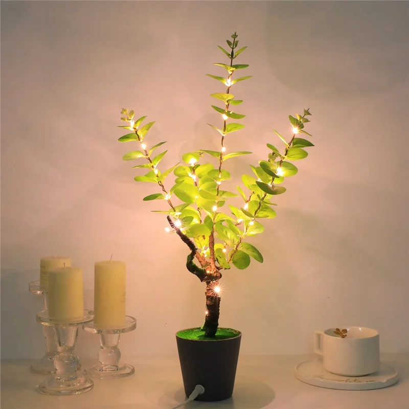 LED Night Light Imitation Plant Light Bonsai Bedroom Home Decoration Light - Money Tree