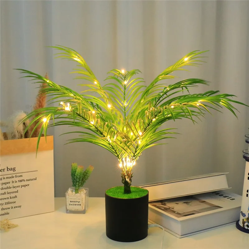 LED Night Light Imitation Plant Light Bonsai Bedroom Home Decoration Light - Areca Palm