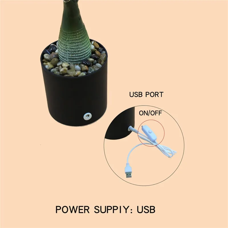 LED Night Light Imitation Plant Light Bonsai Bedroom Home Decoration Light - Areca Palm