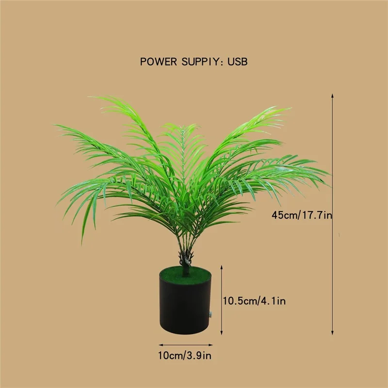 LED Night Light Imitation Plant Light Bonsai Bedroom Home Decoration Light - Areca Palm