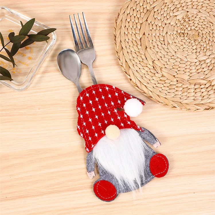 Xmas Gnome Design Cutlery Storage Bag Christmas Decoration Fork Knife Cutlery Holder Bag - Dot
