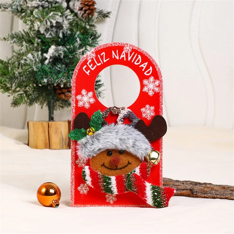 Christmas Door Handle Ornament Xmas Hotel Mall Home Door Handle Hanging Decoration - Reindeer