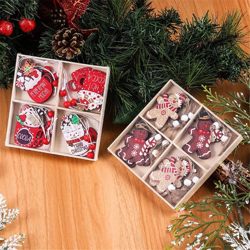 12 stk. Sjove Tegneserie Juletræ Trædekoration Juletræ Vindue Væg Hængende Pynt - Iscreme