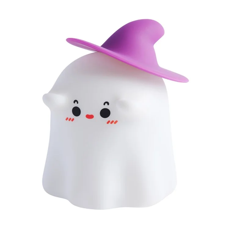 A020 Lámpara de noche de silicona con diseño de fantasma mago de dibujos animados para descompresión y sueño