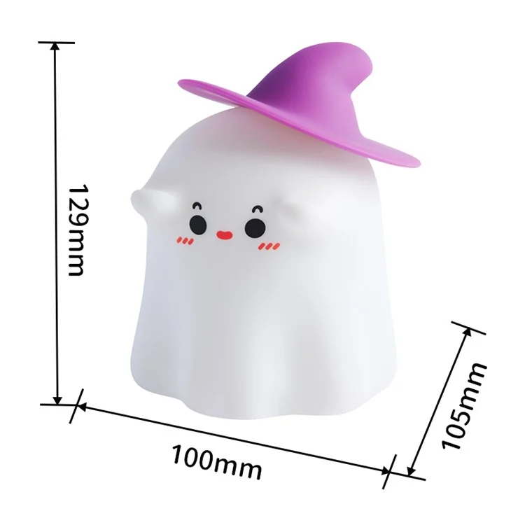 A020 Lámpara de noche de silicona con diseño de fantasma mago de dibujos animados para descompresión y sueño