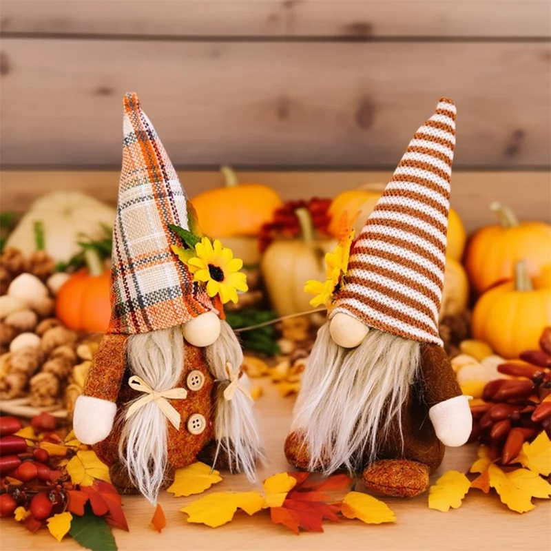 Christmas Faceless Doll with Sunflower Xmas Gift Gnome Tabletop Ornament - Beard